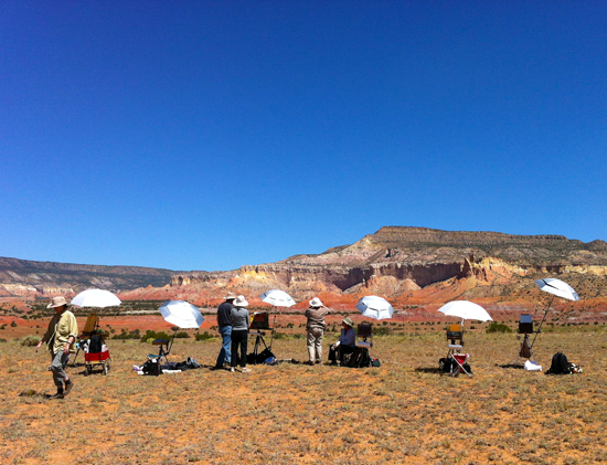 Photograph of Students Painting at Ghost Ranch